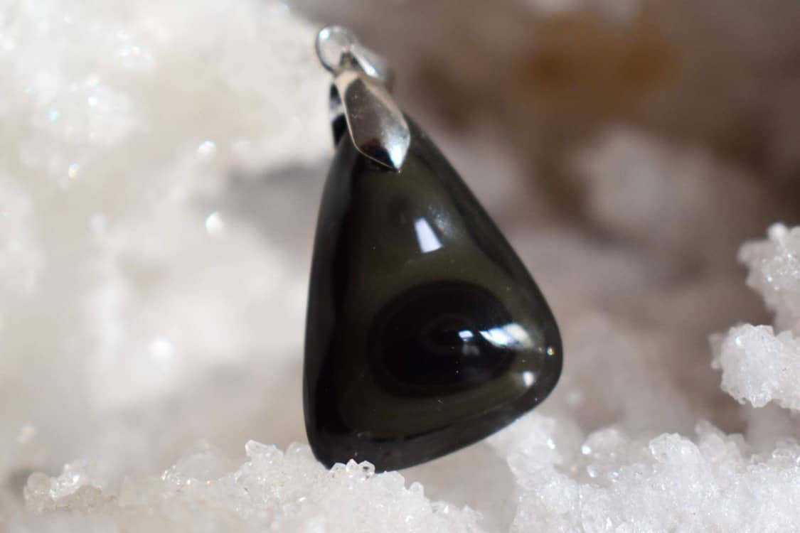 Pendentif en obsidienne oeil céleste 2 perles